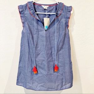 BODEN Tassel Ruffle Tank XS/2